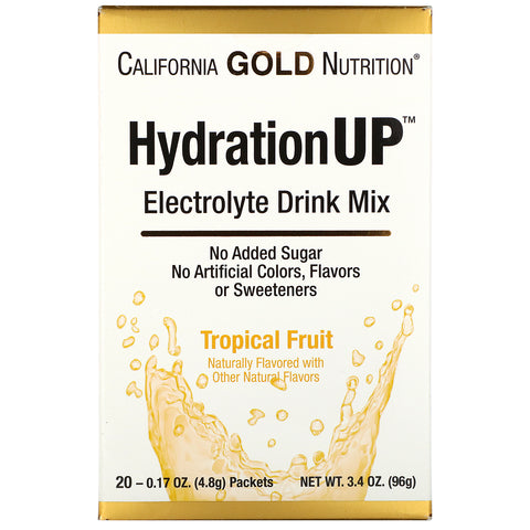 California Gold Nutrition, HydrationUP, Electrolyte Drink Mix, Tropical Fruit, 20 Packets, 0.17 oz (4.8 g) Each