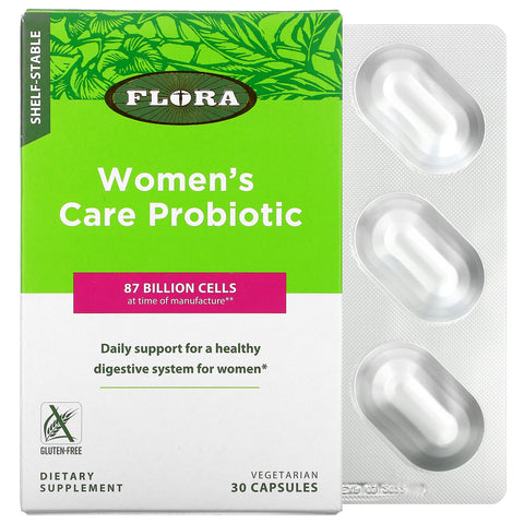 Flora, Women's Care Probiotic, Shelf-Stable, 87 Billion Cells, 30 Vegetarian Capsules