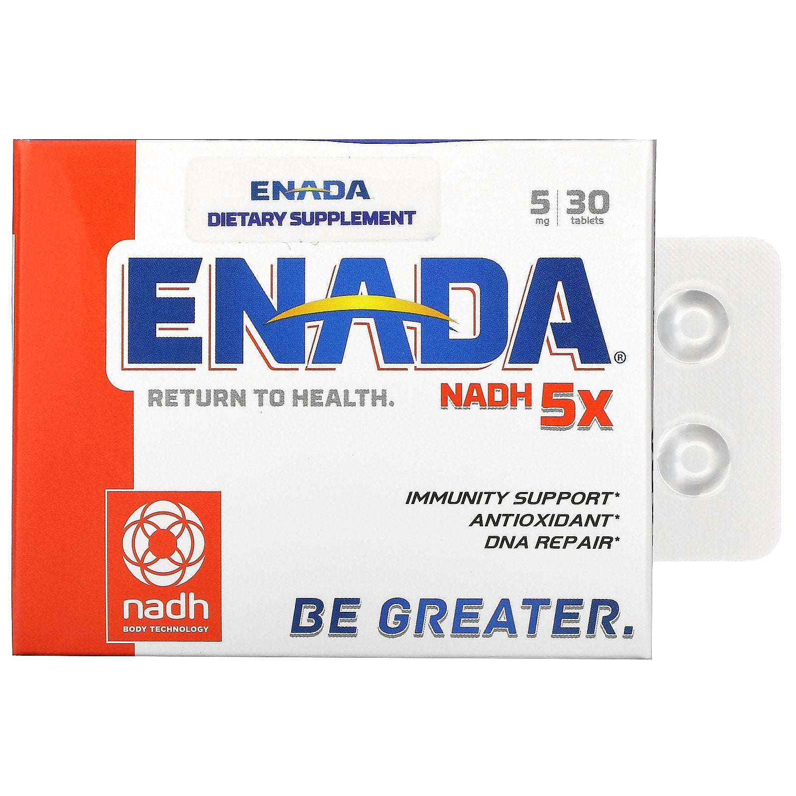 ENADA, NADH 5x, 5 mg, 30 Tablets