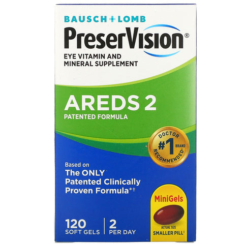 Bausch & Lomb, PreserVision, Eye Vitamin and Mineral Supplement, 120 Soft Gels
