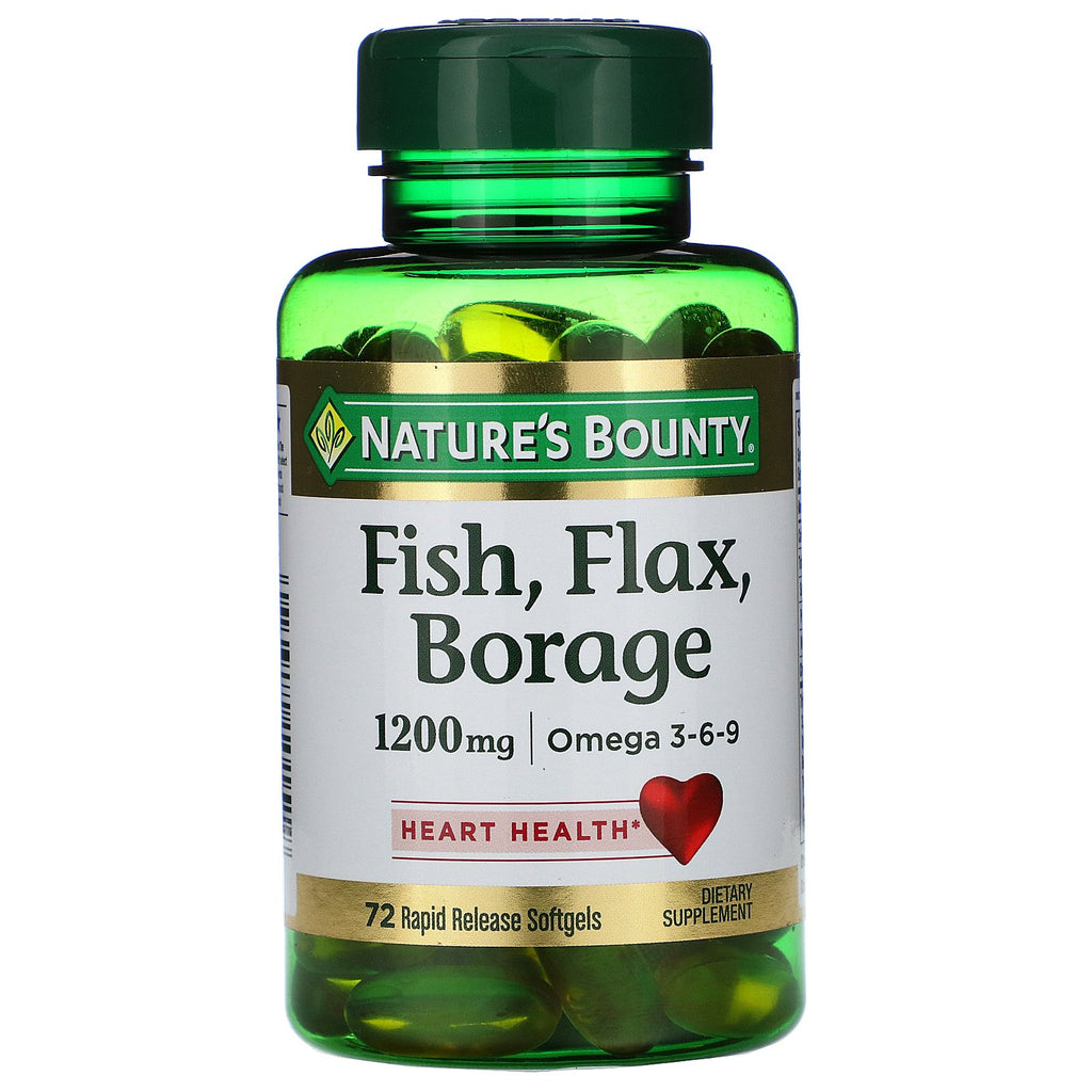 Nature's Bounty, Fish, Flax, Borage, 1,200 mg, 72 Rapid Release Softgels