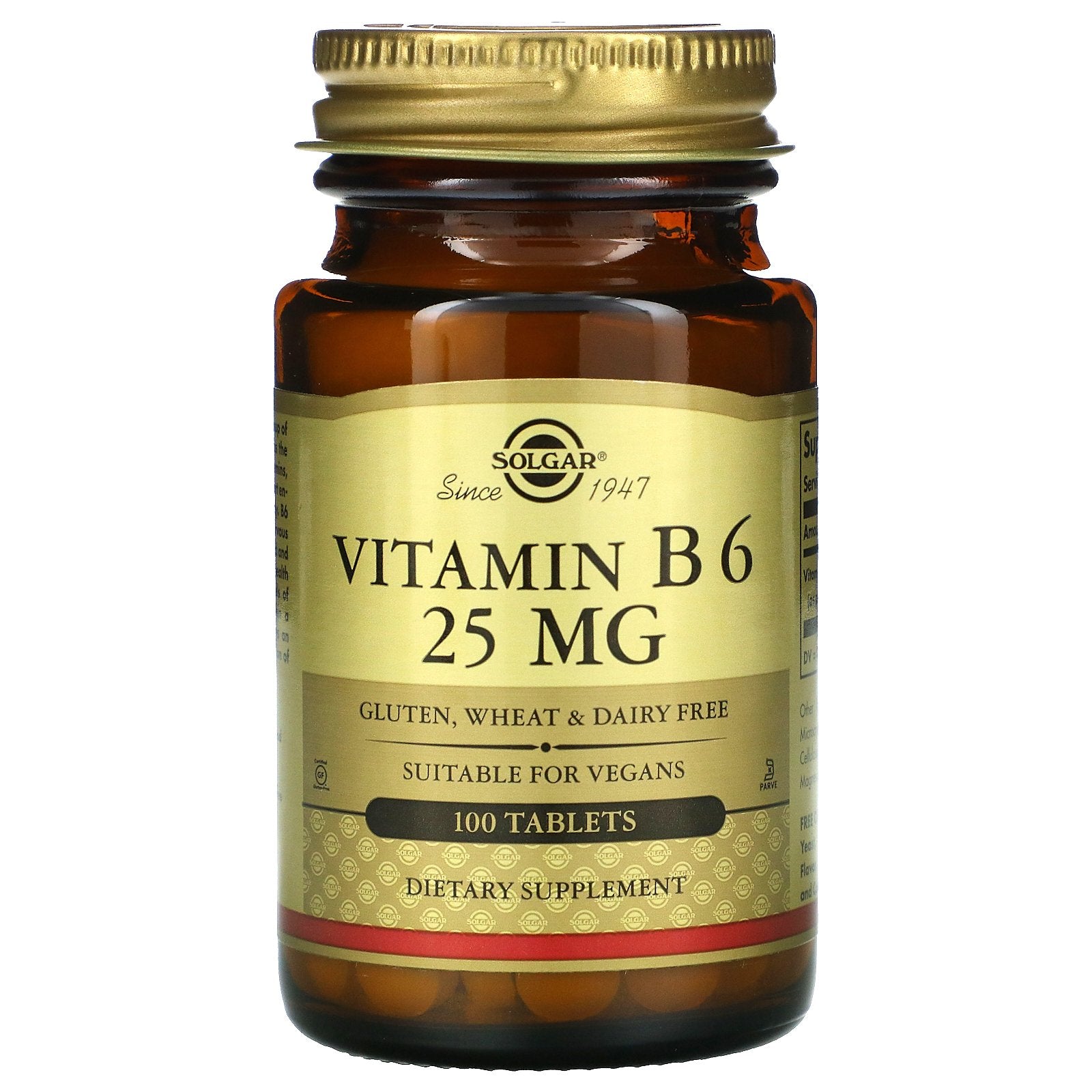 Solgar, Vitamin B6, 25 mg, 100 Tablets