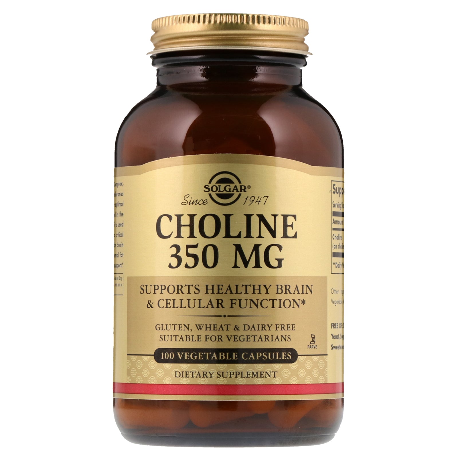 Solgar, Choline, 350 mg, 100 Vegetable Capsule