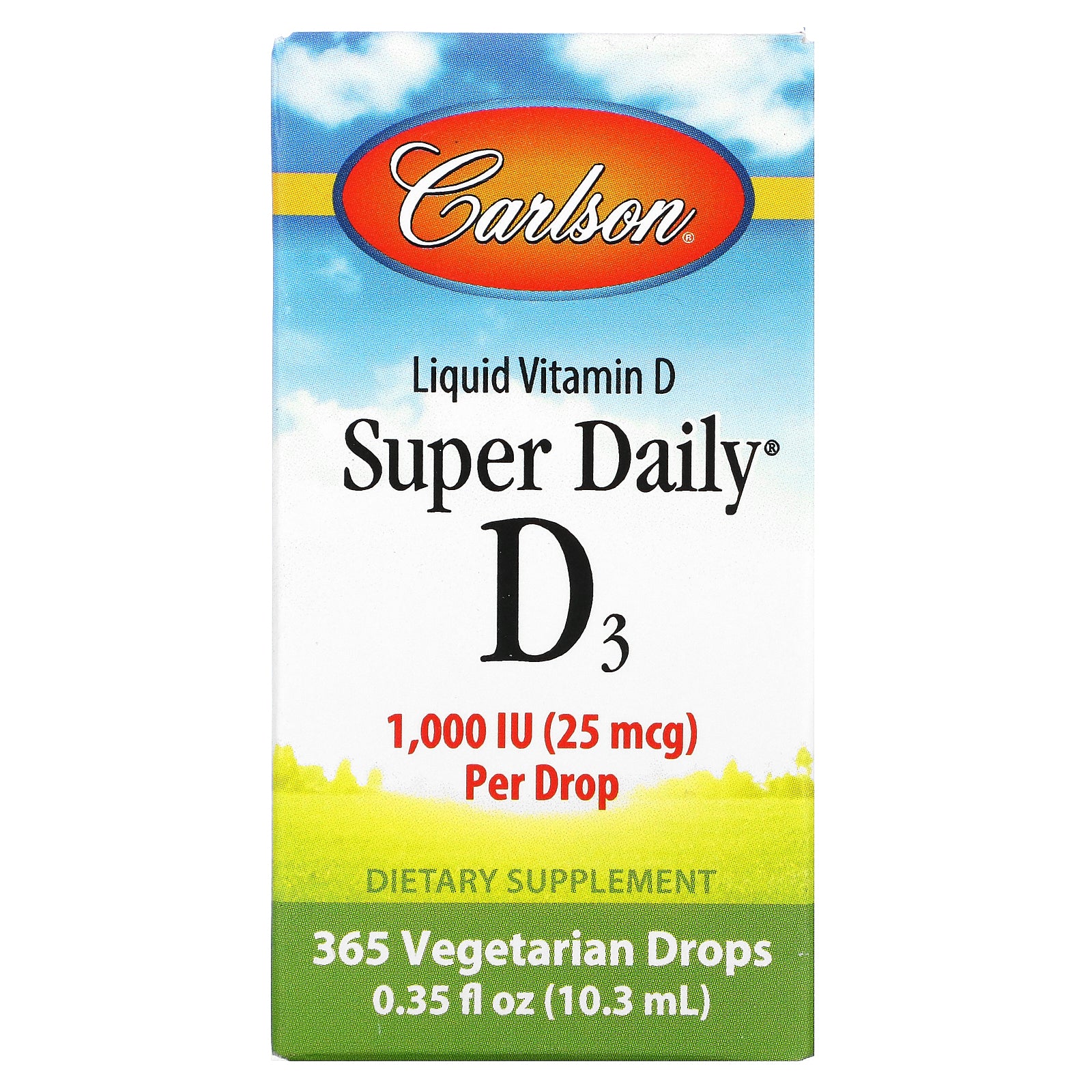Carlson Labs, Super Daily D3, 1,000 IU, 0.35 fl oz (10.3 ml)