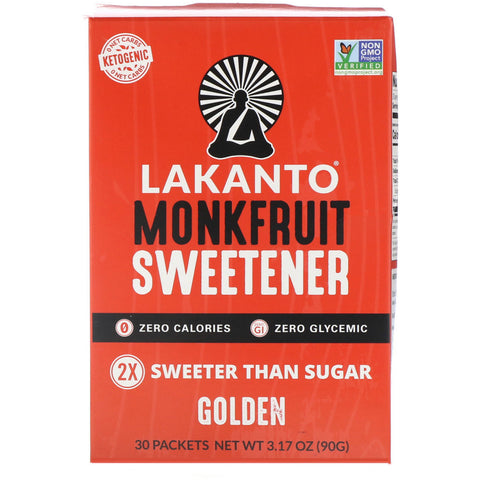 Lakanto, Monkfruit Sweetener, Golden, 30 Packets