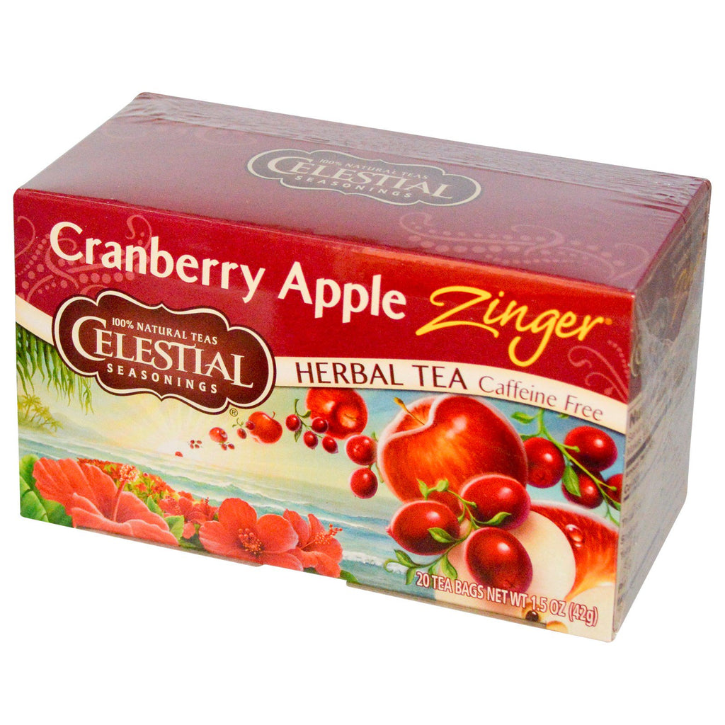 Celestial Seasonings, Herbal Tea, Cranberry Apple Zinger, Caffeine Free, 20 Tea Bags, 1.5 oz (42 g)