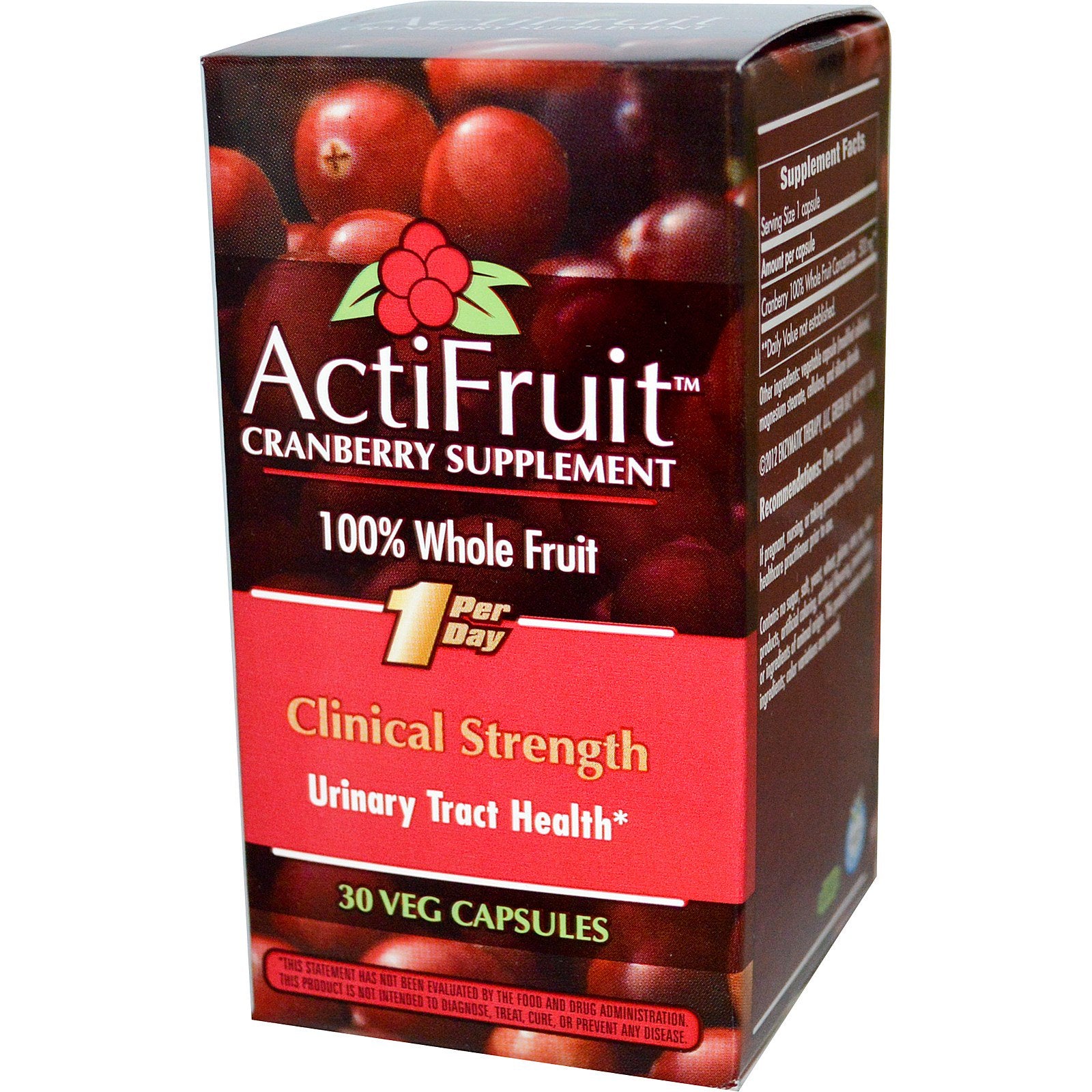 Enzymatic Therapy, ActiFruit Cranberry Supplement, 30 Veg Capsule