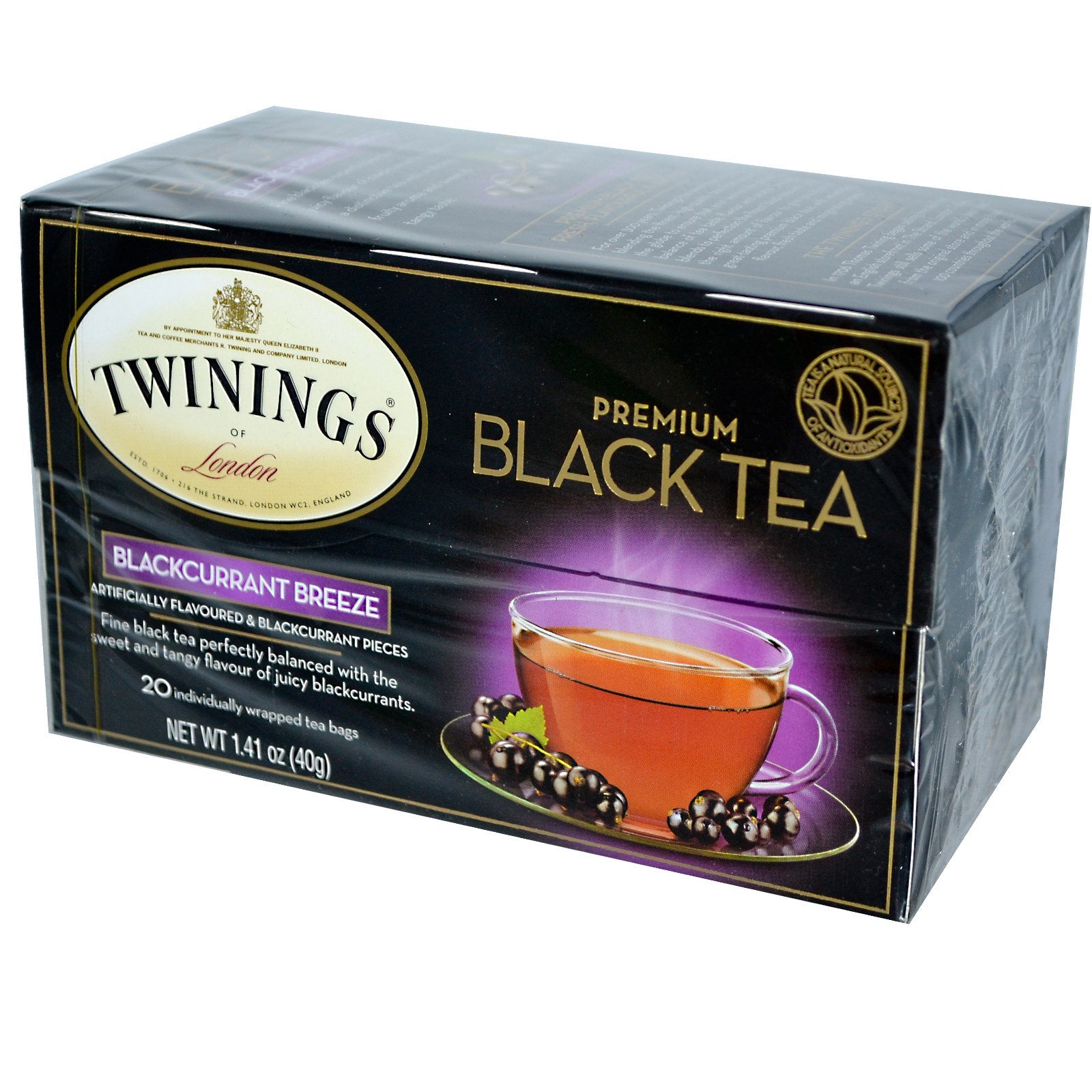 Twinings, Premium Black Tea, Blackcurrant Breeze, 20 Tea Bags, 1.41 oz (40 g)