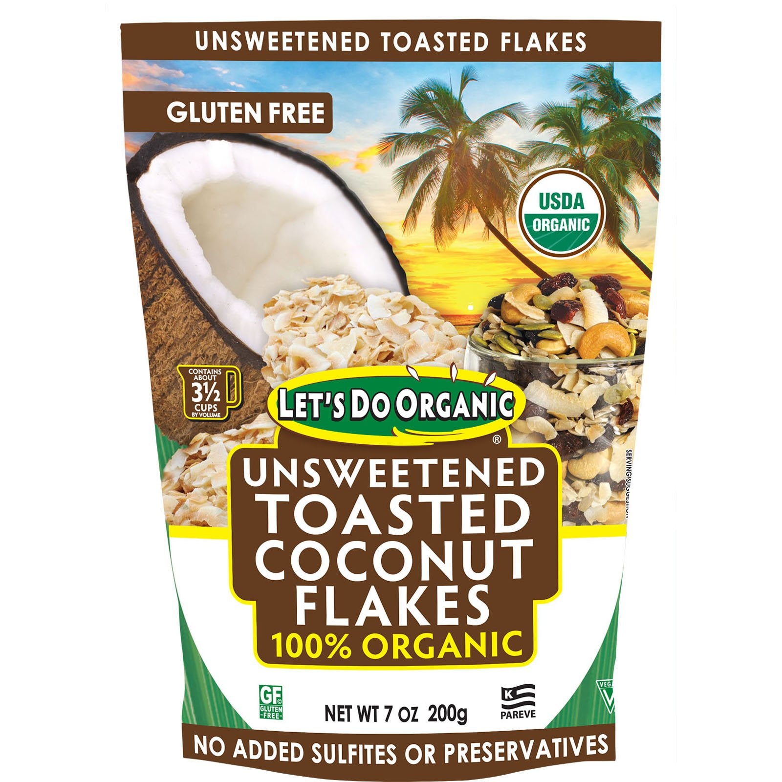 Edward & Sons, Let's Do Organic, 100% Organic Unsweetened Toasted Coconut Flakes, 7 oz (200 g)