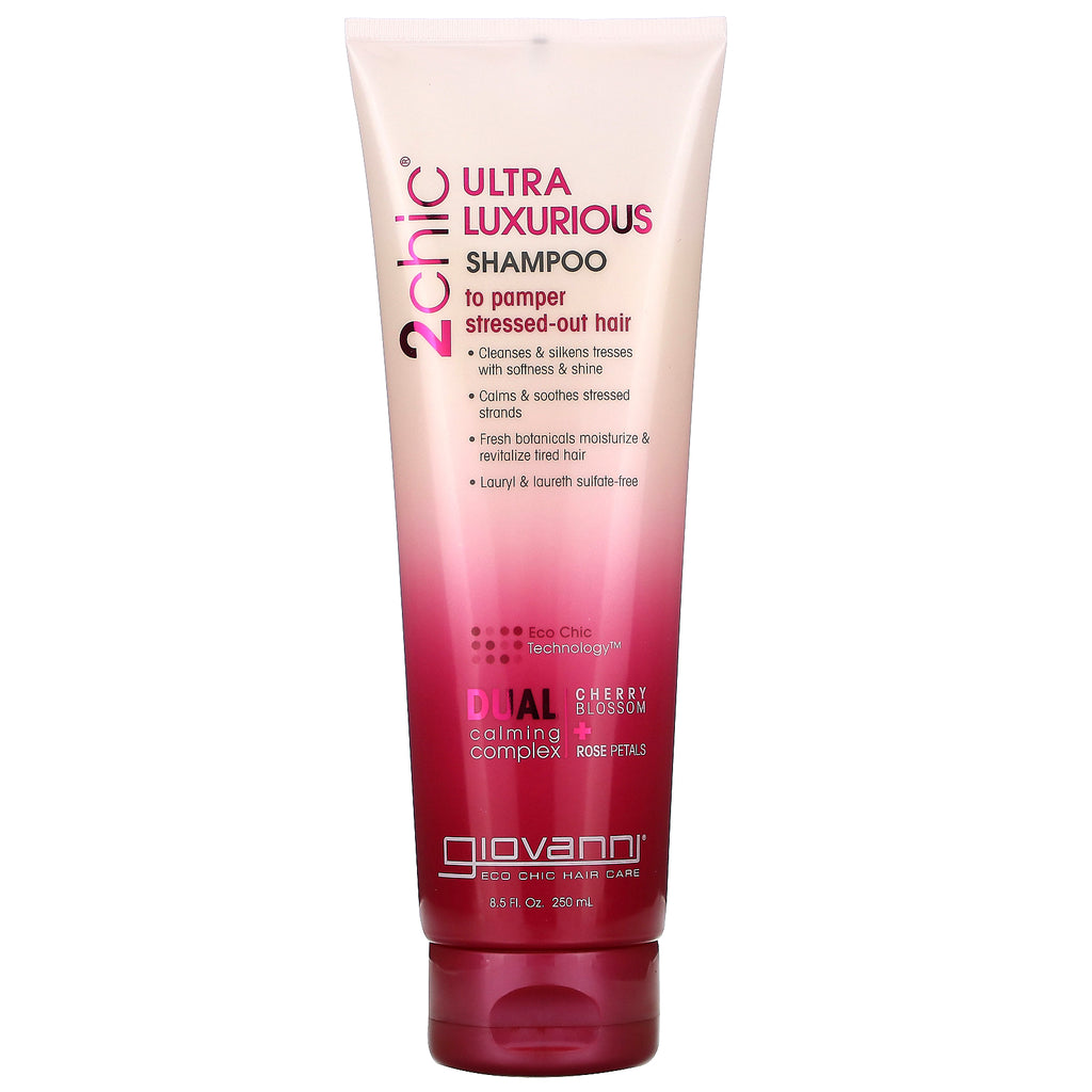 Giovanni, 2chic, Ultra-Luxurious Shampoo, to Pamper Stressed Out Hair, Cherry Blossom + Rose Petals, 8.5 fl oz (250 ml)