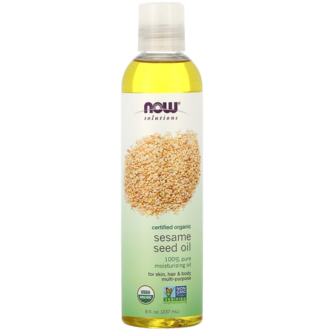 Now Foods, Solutions, Sesame Seed Oil, Certified Organic, 8 fl oz (237 ml)