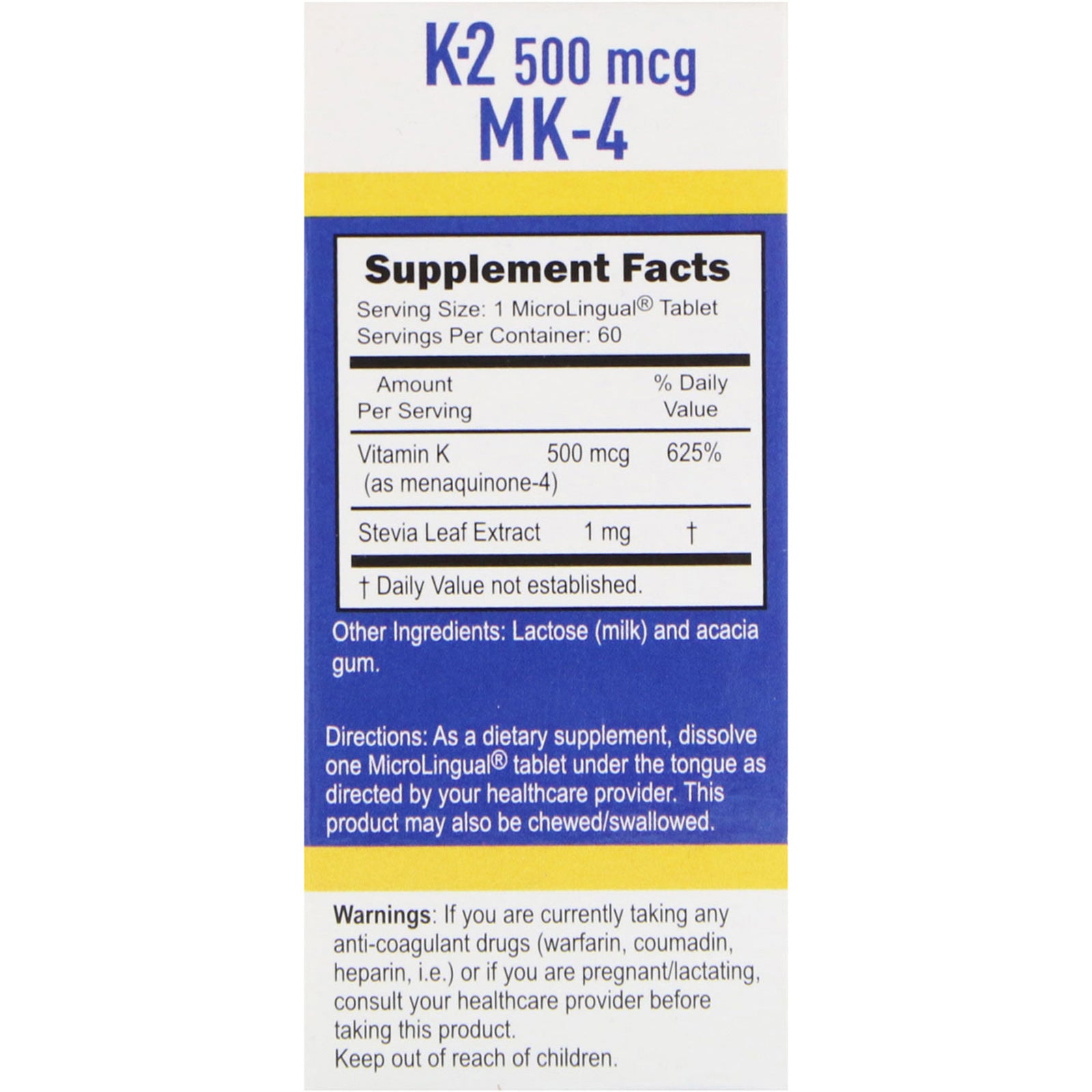 Superior Source, Vitamin K-2, 500 mcg, 60 MicroLingual Instant Dissolve Tablets