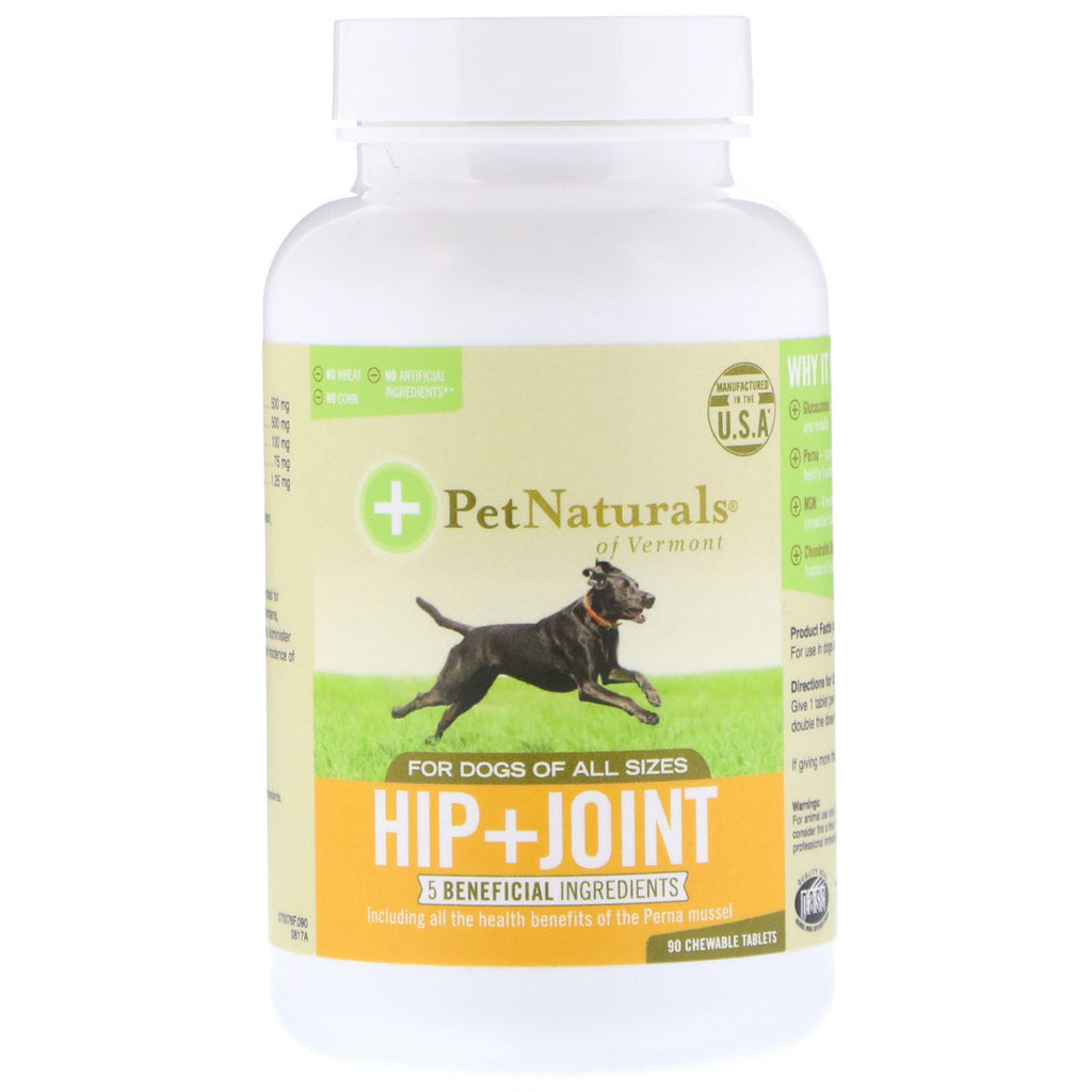 Pet Naturals of Vermont, Hip + Joint, For Dogs of All Sizes, 90 Chewable Tablets
