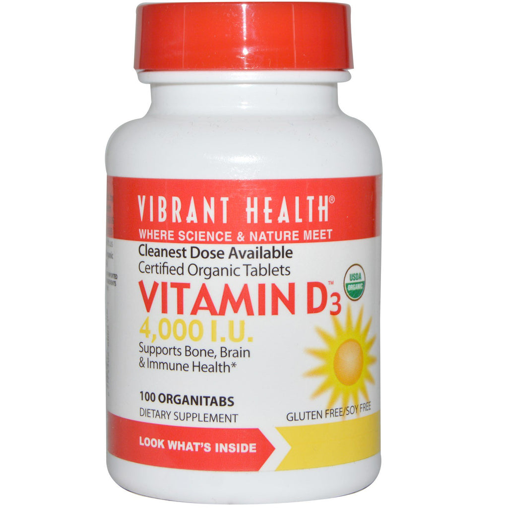 Vibrant Health, Vitamin D3, 4,000 I.U., 100 OrganiTabs
