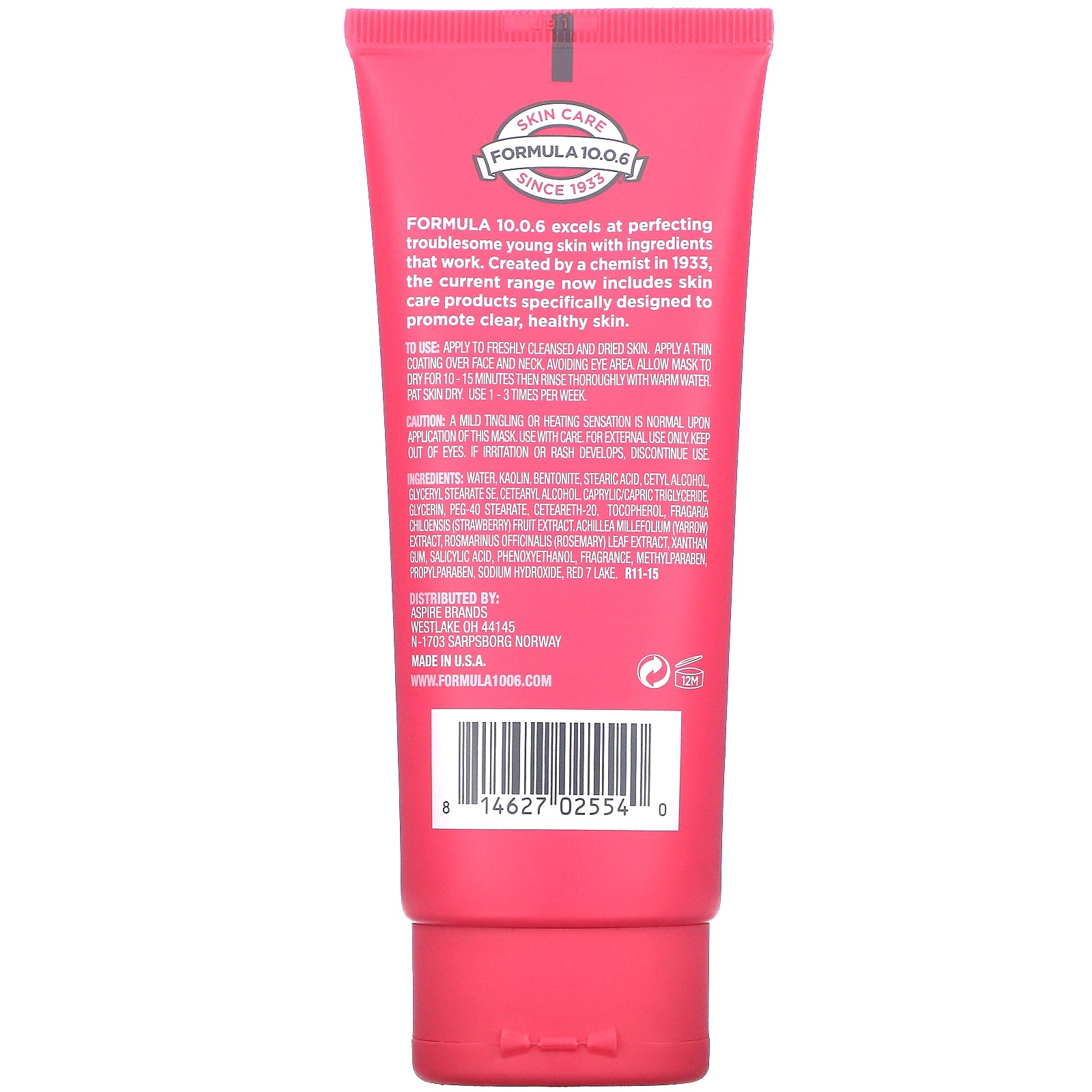 Formula 10.0.6, Pores Be Pure, Skin-Clarifying Mud Beauty Mask, Strawberry + Yarrow, 3.4 fl oz (100 ml)