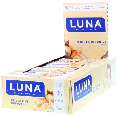 Clif Bar, Luna, Whole Nutrition Bar For Women, White Chocolate Macadamia, 15 Bars, 1.69 oz (48 g) Each