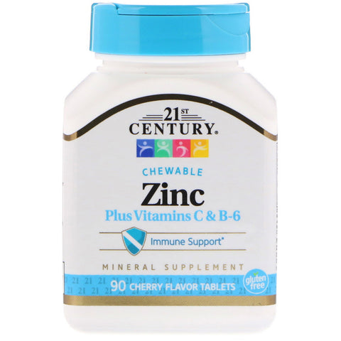 21st Century, Zinc Plus Vitamins C & B-6, Cherry Flavor, 90 Chewable Tablets