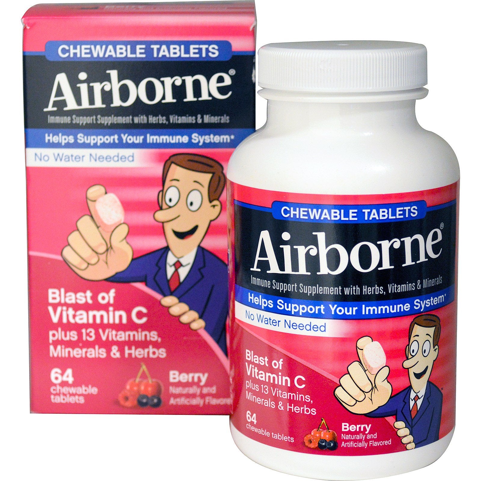 AirBorne, Blast of Vitamin C, Berry, 64 Chewable Tablets