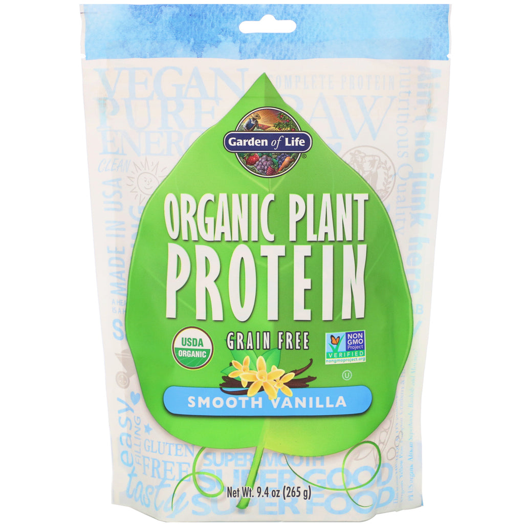 Garden of Life, Organic Plant Protein, Grain Free, Smooth Vanilla, 9.4 oz (265 g)