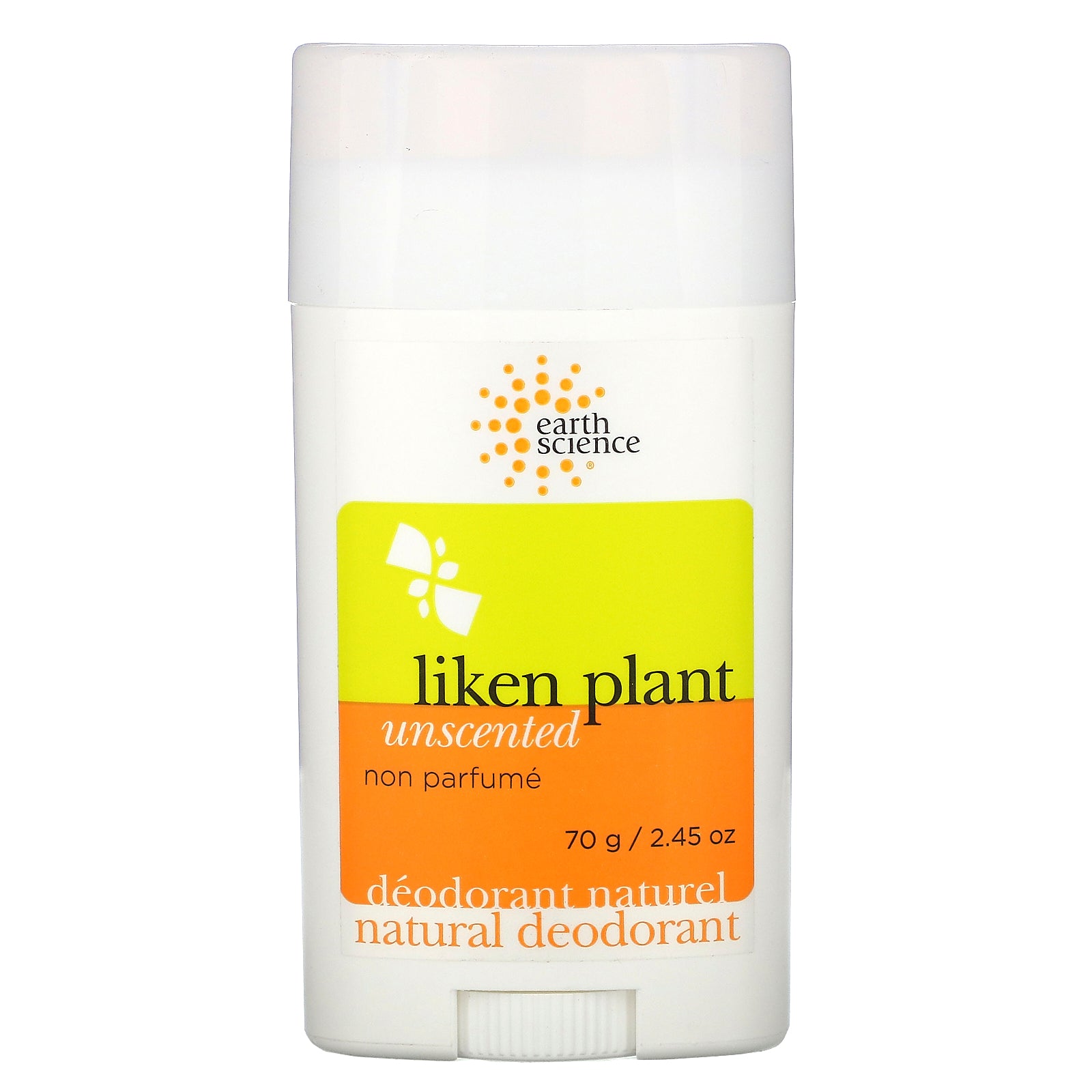 Earth Science, Natural Deodorant, Liken Plant, Unscented, 2.45 oz (70 g)