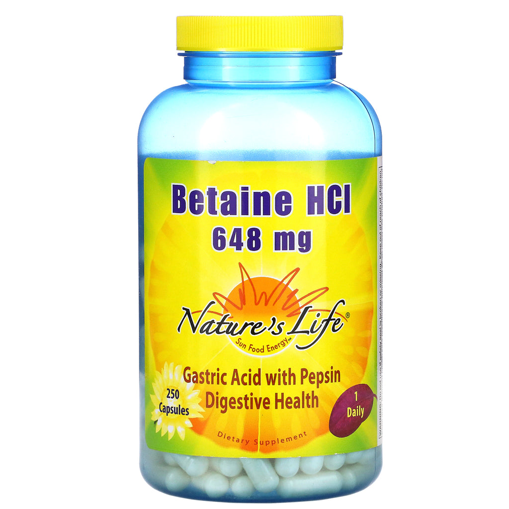 Nature's Life, Betaine HCL, 648 mg, 250 Capsules