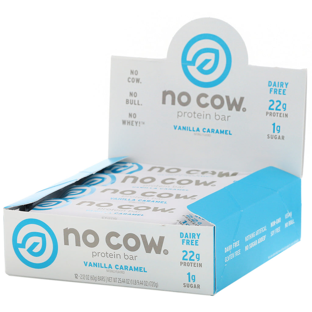 No Cow, Protein Bar, Vanilla Caramel, 12 Bars, 2.12 oz (60 g) Each