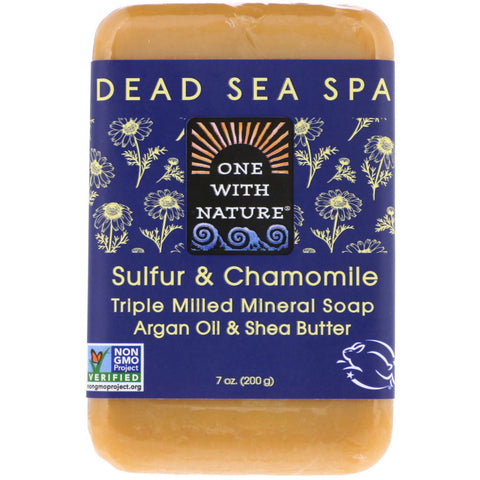 One with Nature, Triple Milled Mineral Soap Bar, Sulfur & Chamomile, 7 oz (200 g)