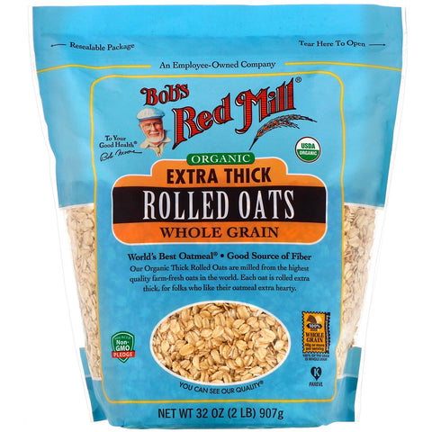 Bob's Red Mill, Organic Extra Thick Rolled Oats, Whole Grain, 32 oz (907 g)