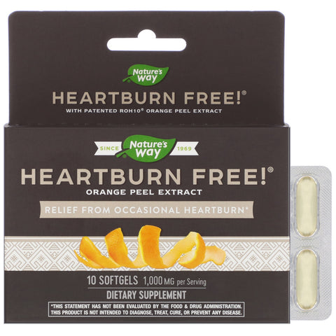 Nature's Way, HEARTBURN FREE!, 1,000 mg, 10 Softgels