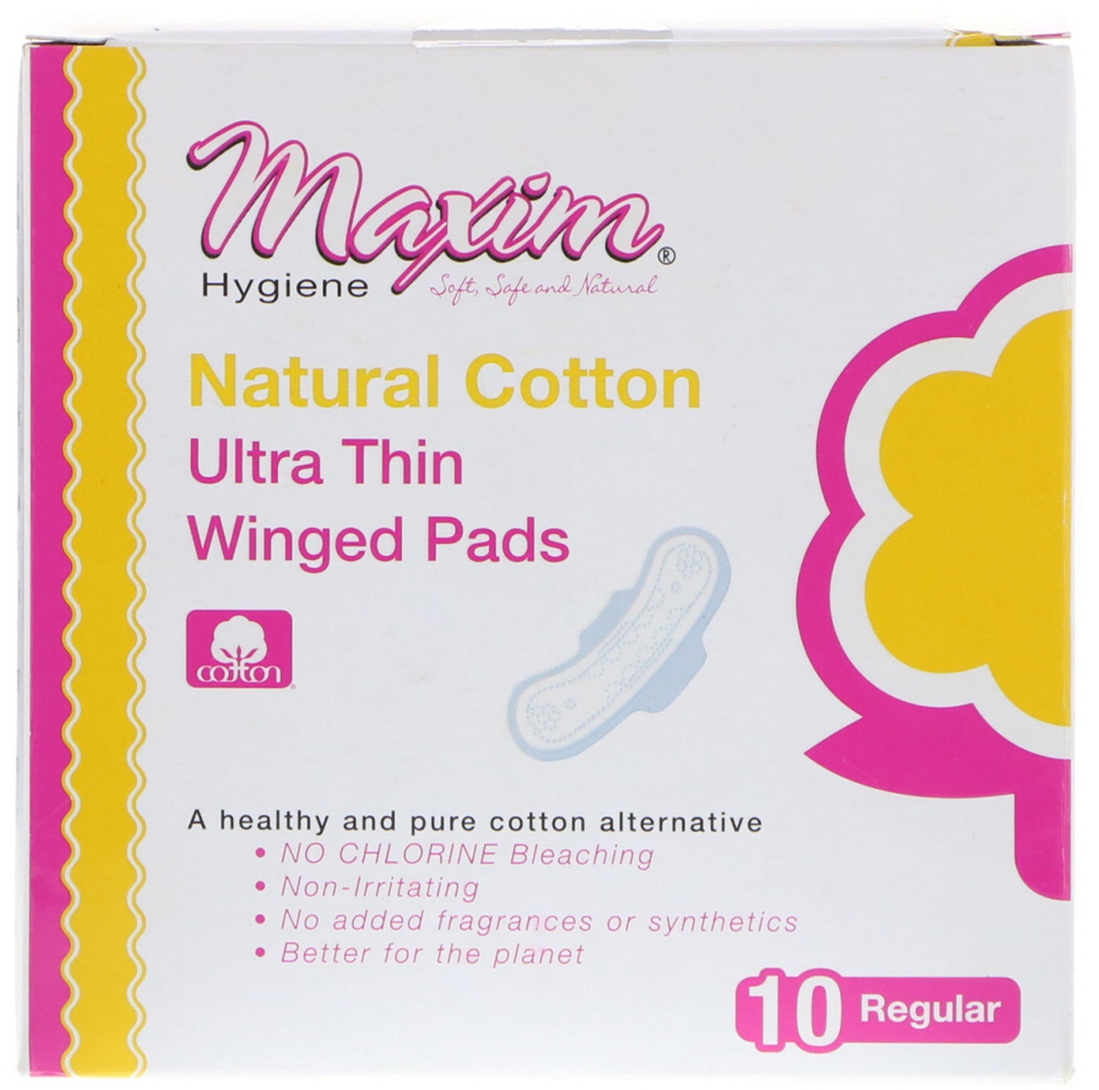 Maxim Hygiene Products, Ultra Thin Winged Pads, Regular, 10 Pads