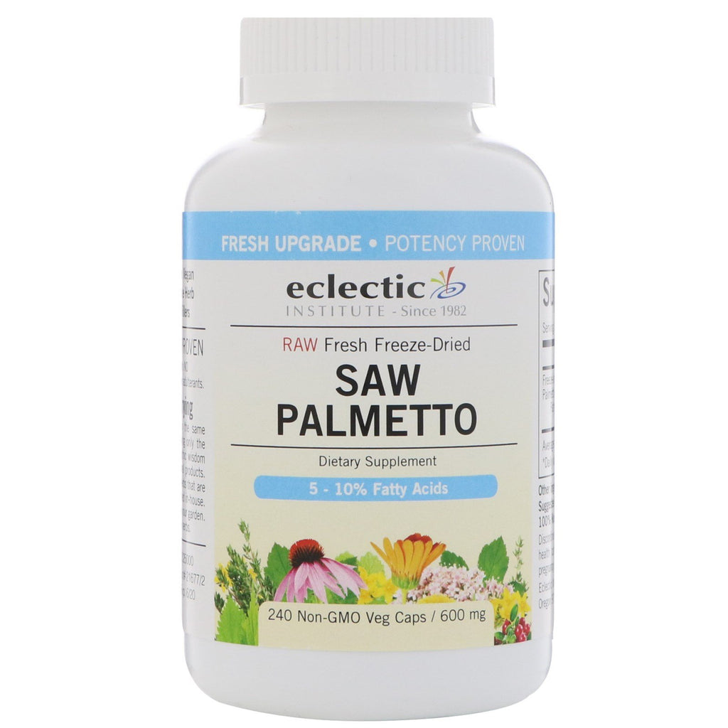 Eclectic Institute, Raw Fresh Freeze-Dried, Saw Palmetto, 600 mg, 240 Non-GMO Veg Caps