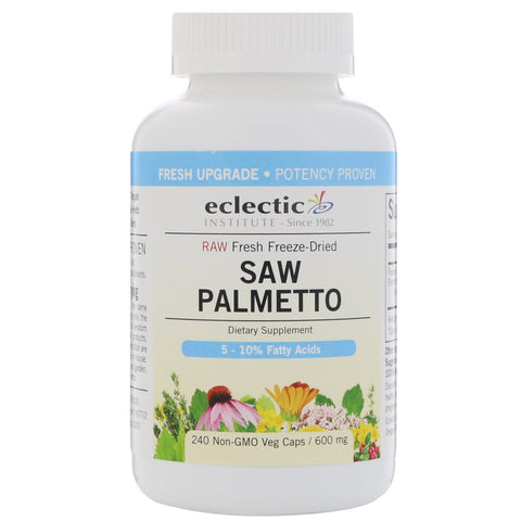 Eclectic Institute, Raw Fresh Freeze-Dried, Saw Palmetto, 600 mg, 240 Non-GMO Veg Caps