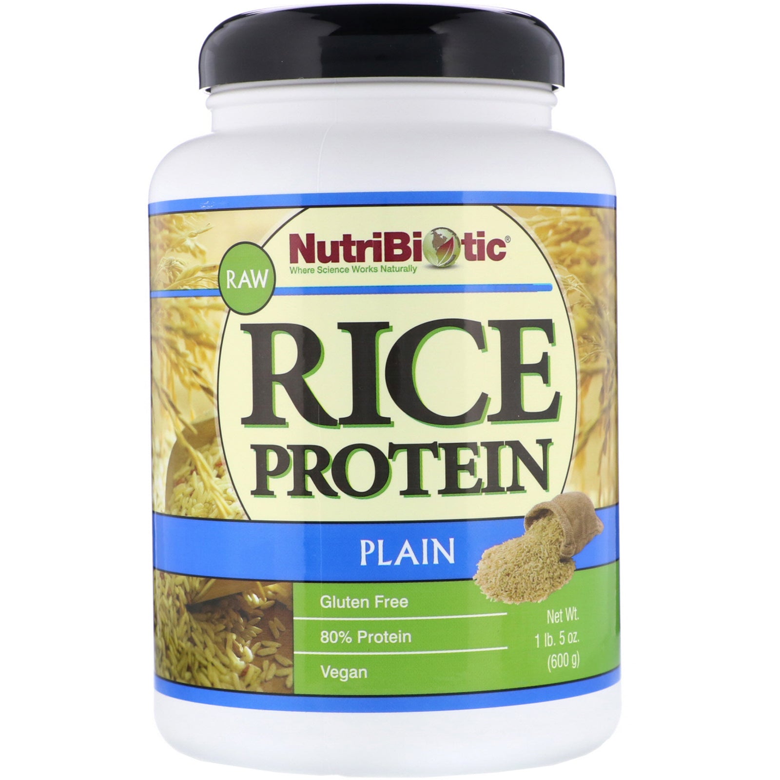 NutriBiotic, Raw Rice Protein, Plain , 1 lb. 5 oz (600 g)