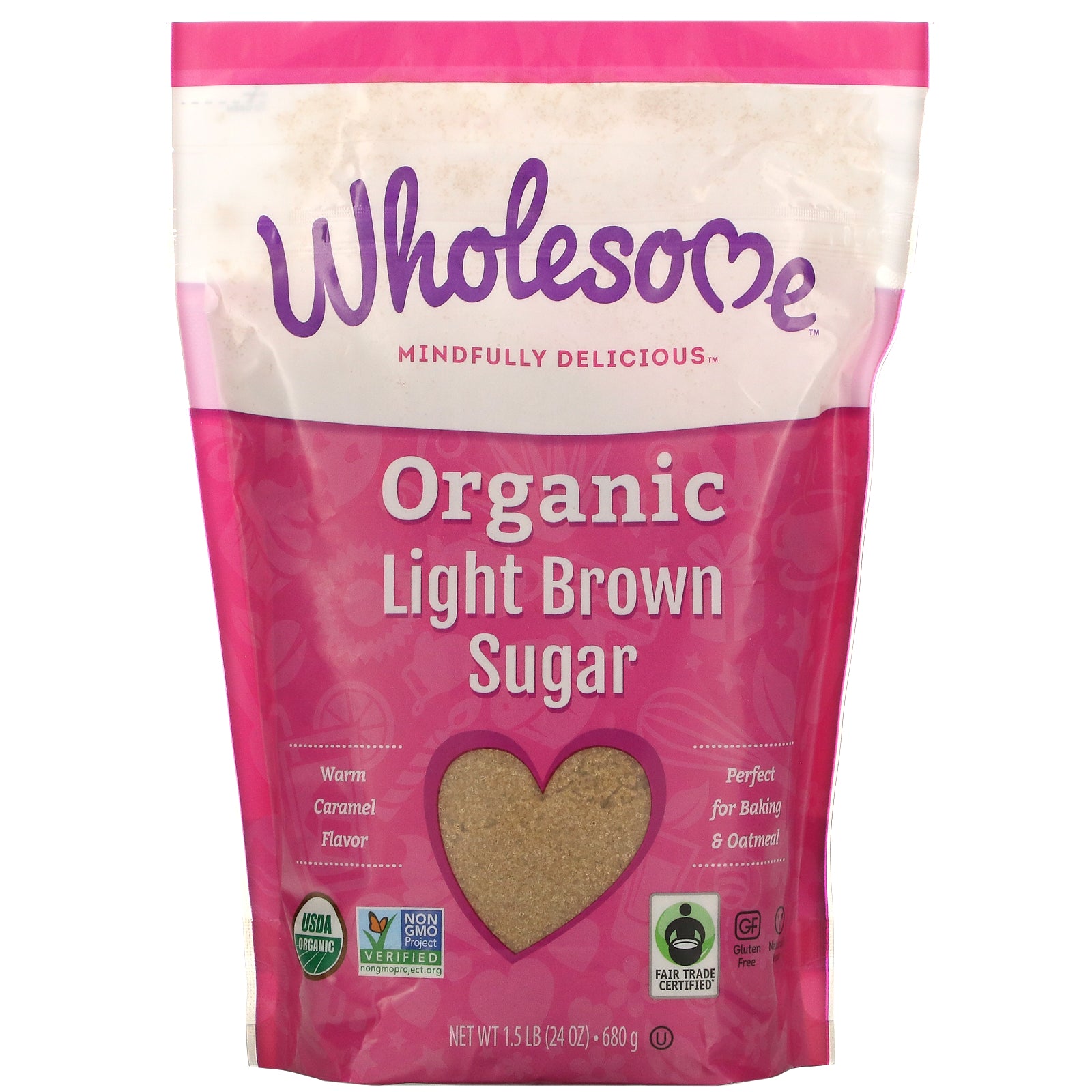Wholesome, Organic Light Brown Sugar, 1.5 lbs (24 oz.) - 680 g