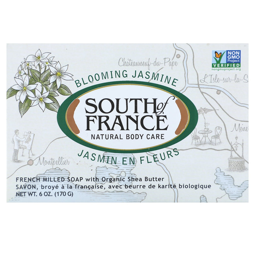 South of France, Blooming Jasmine, French Milled Oval Soap with Organic Shea Butter, 6 oz (170 g)