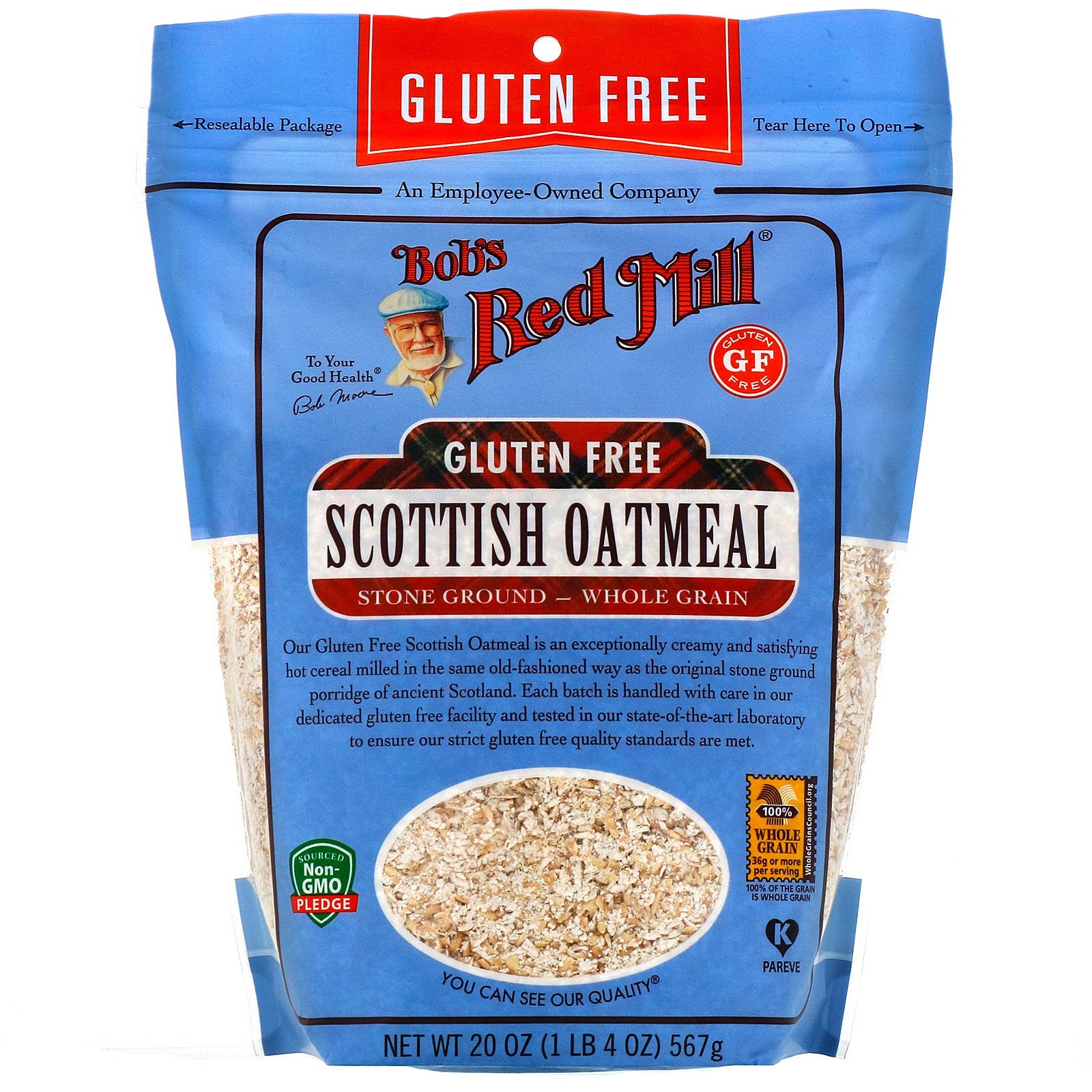 Bob's Red Mill, Scottish Oatmeal, Whole Grain, Gluten Free, 20 oz (567 g)