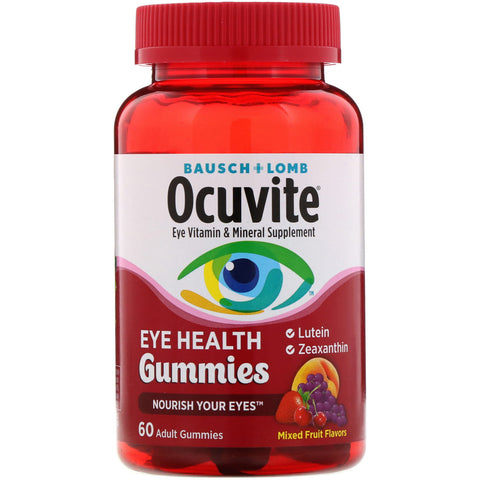 Bausch & Lomb, Ocuvite, Eye Health Gummies, Mixed Fruit Flavors, 60 Adult Gummies