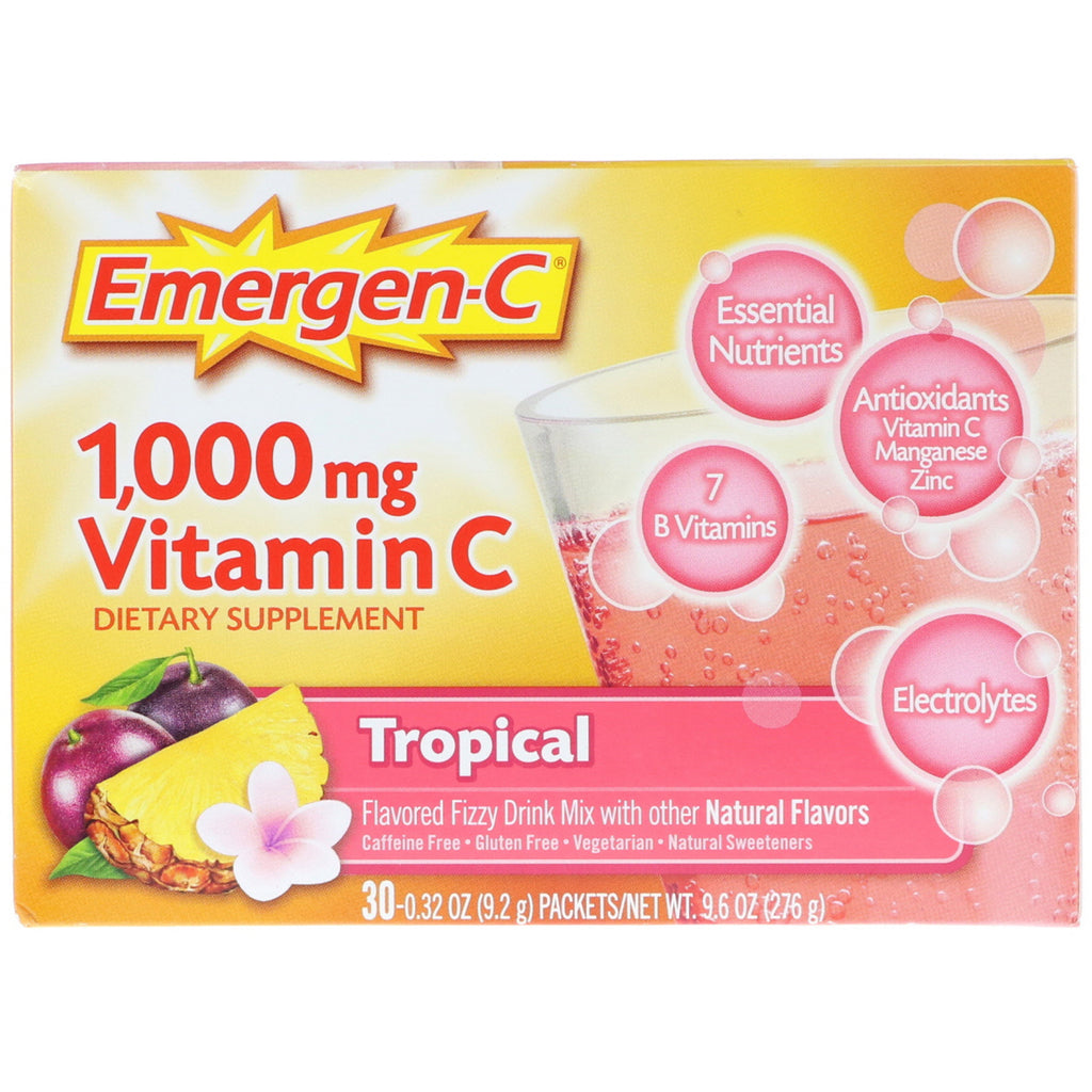 Emergen-C, Vitamin C, Tropical, 1,000 mg, 30 Packets, 0.32 oz (9.2 g) Each