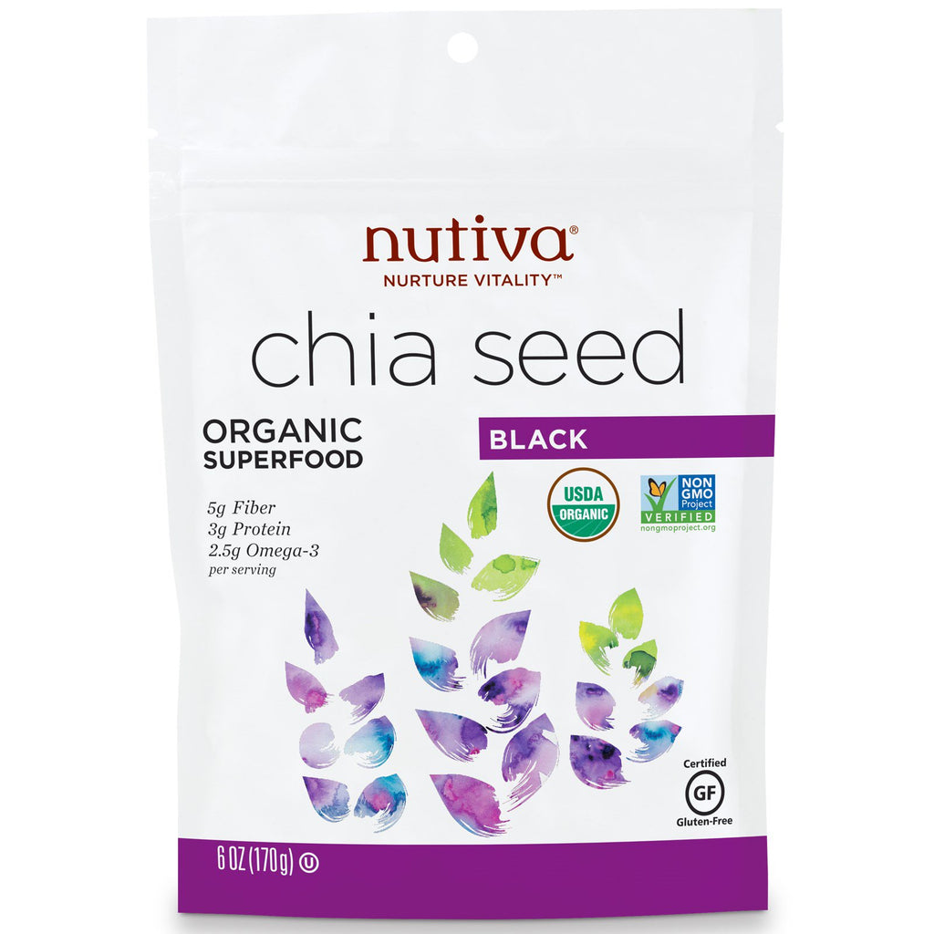 Nutiva, Organic Chia Seed, Black, 6 oz (170 g)