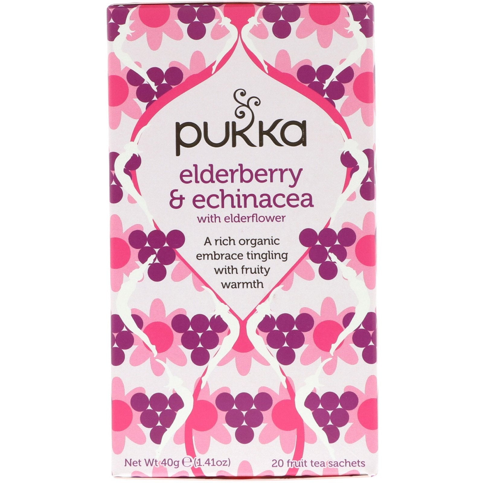 Pukka Herbs, Elderberry & Echinacea, 20 Fruit Tea Sachets, 1.41 oz (40 g)