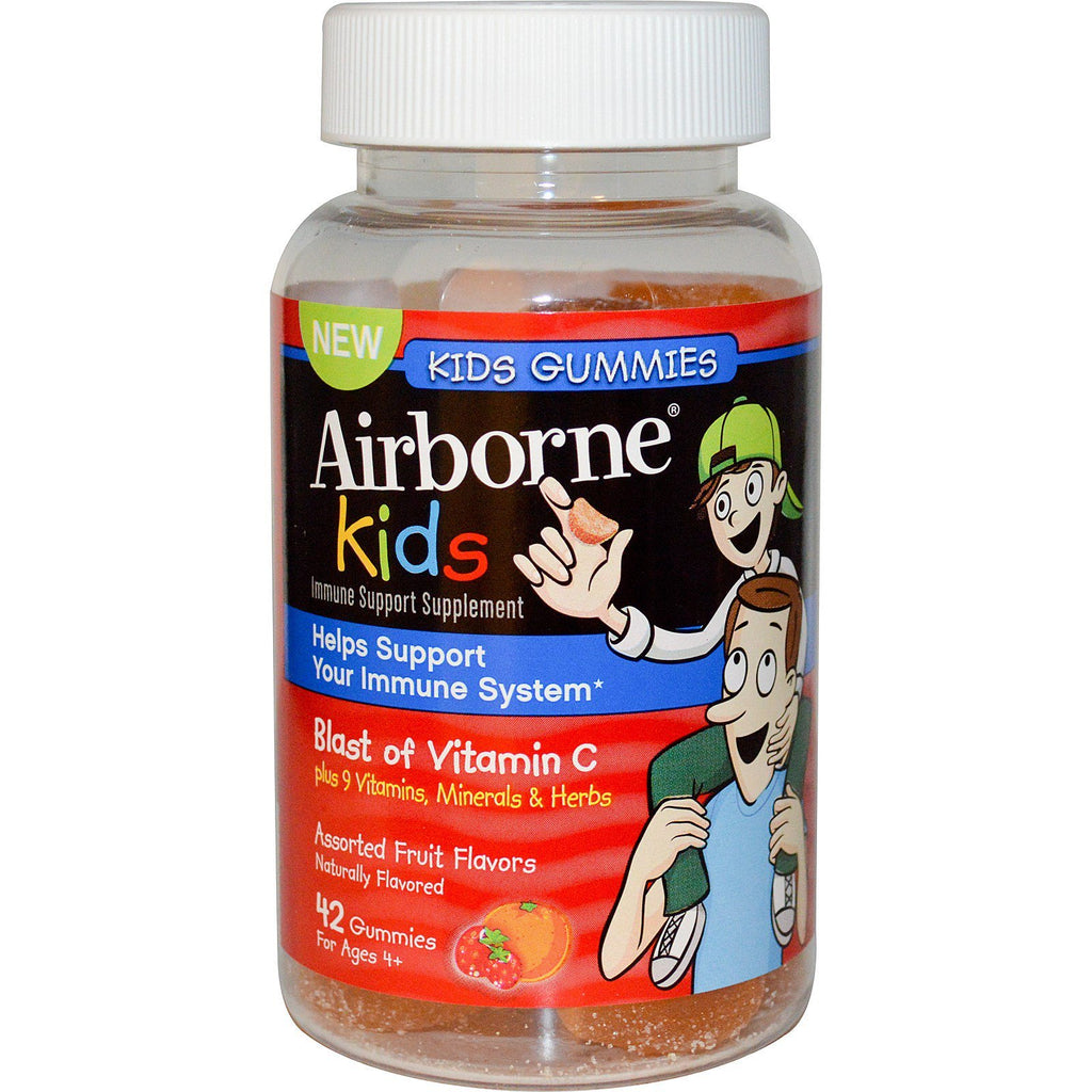 AirBorne, Kids, Blast of Vitamin C,  For Ages 4+, Assorted Fruit Flavors, 42 Gummies