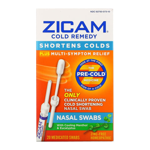 Zicam, Cold Remedy, Nasal Swabs, 20 Medicated Swabs