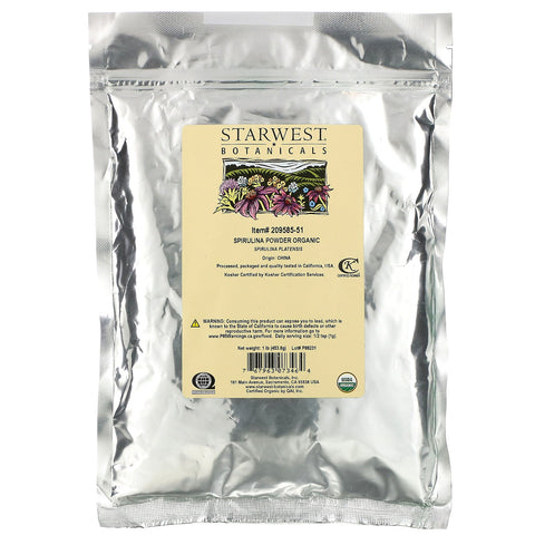 Starwest Botanicals, Spirulina Powder Organic, 1 lb (453.6 g)