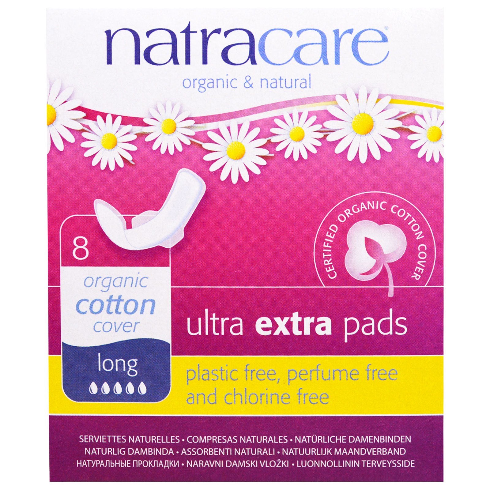 Natracare, Organic & Natural Ultra Extra Pads, Long, 8 Pads