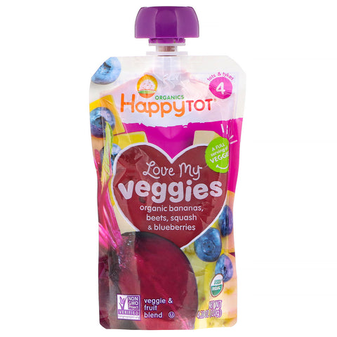 Happy Family Organics, Organics Happy Tot, Love My Veggies, Organic Bananas, Beets, Squash & Blueberries, 4.22 oz (120 g)