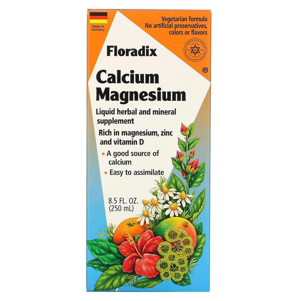 Flora, Floradix, Calcium Magnesium, Liquid Herbal and Mineral Supplement, 8.5 fl oz (250 ml)