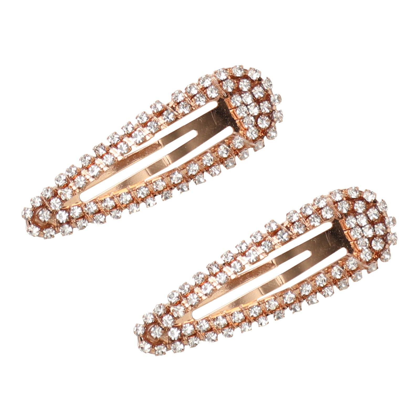 Kitsch, Rhinestone Snap Clips, Rose Gold, 2 Pieces