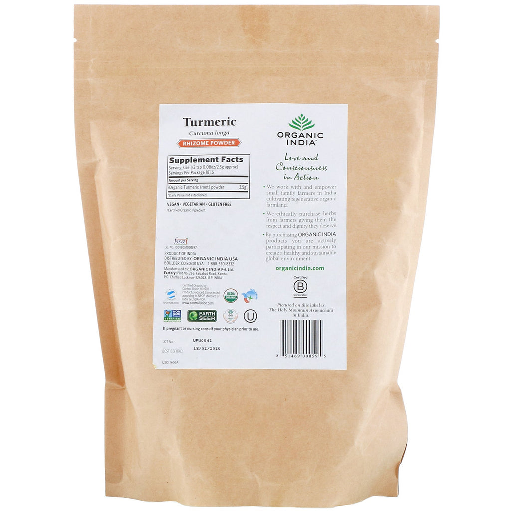 India, Turmeric Rhizome Powder, 16 oz (454 g)