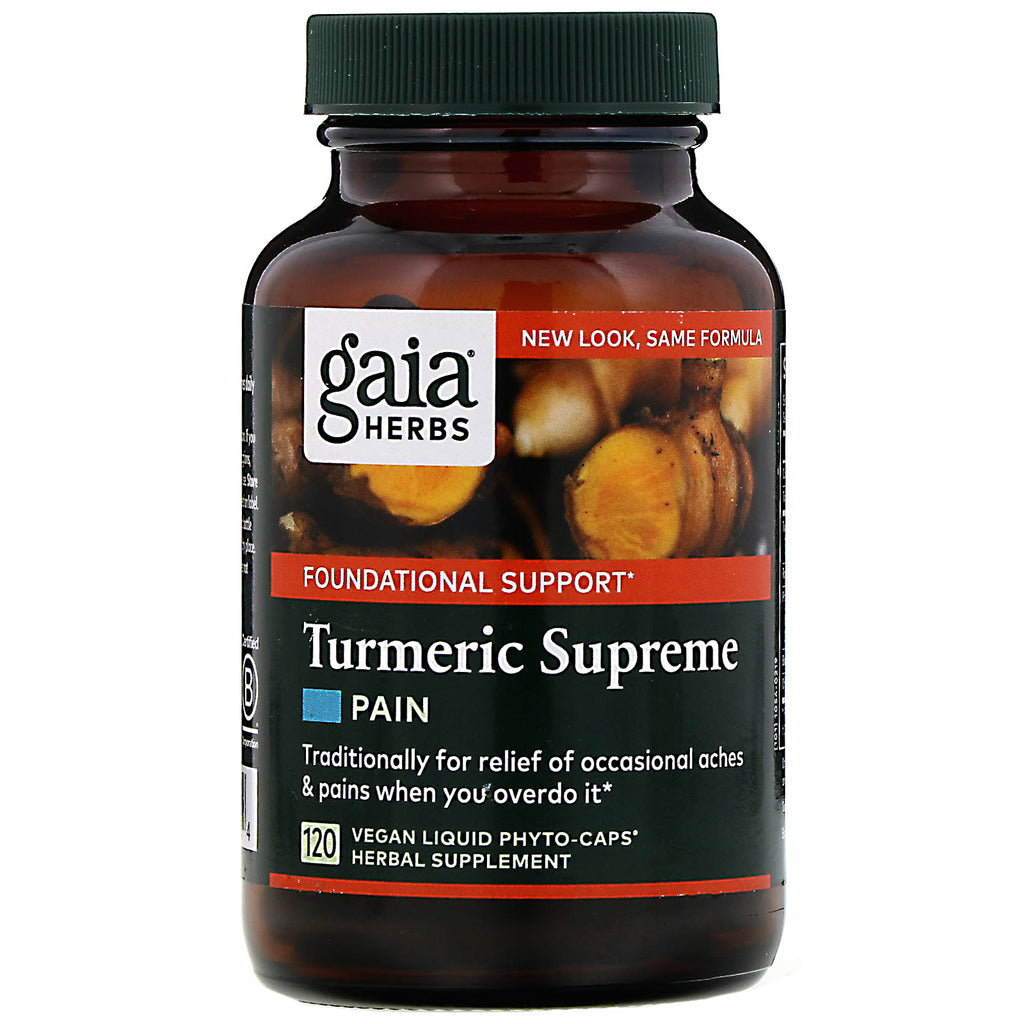 Gaia Herbs, Turmeric Supreme, Pain, 120 Vegan Liquid Phyto-Caps