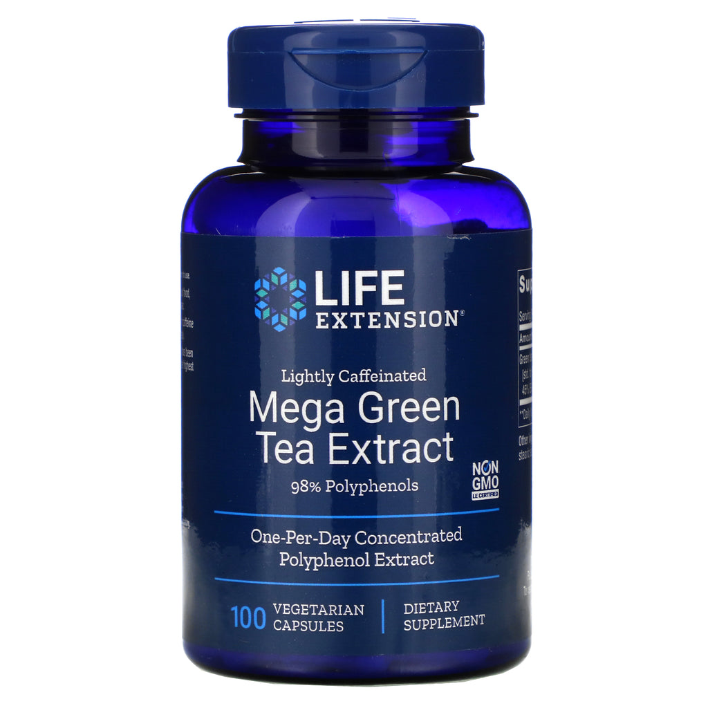 Life Extension, Mega Green Tea Extract, Lightly Caffeinated, 100 Vegetarian Capsules